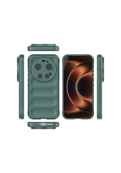 Xiaomi 17 Ultra Kılıf Esnek Tpu Oyuklu Arka Yüzey Tasarımlı Zore Etnik Silikon Kapak Koyu Yeşil
