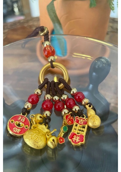Telefon Kılıf Süsü Feng Shui Kabak Bereket Şans Mutluluk Ejderha Çin Paralı Feng Sui Pagoda Anahtarl Çok Renkli