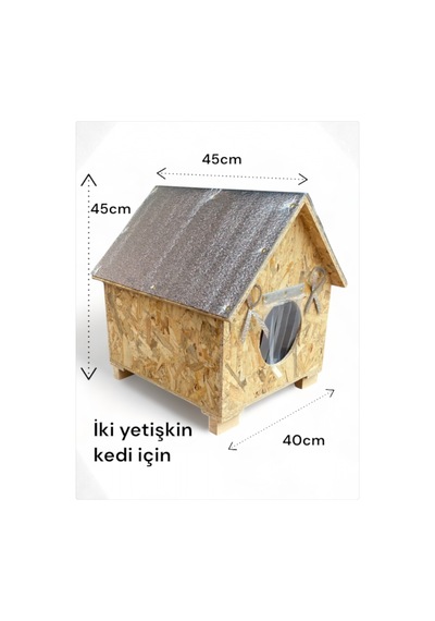 Kedi Yuvası Kedi Evi Kedi Barınağı 2 Kedilik Su Ve Isı Yalıtımlı 40x45x45cm