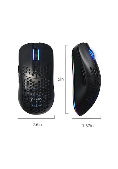 Valkyrie Kablosuz Petek Tasarım Şarjlı Gaming Mouse Rgb Aydınlatmalı 3200 Dpı Ultra Hafif Siyah -