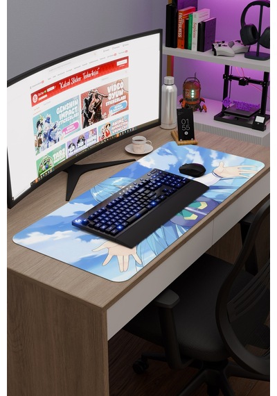 Konosuba Kaymaz Dikişli Kauçuk Oyuncu Mousepad V5 - 90x40 Xxl Gaming Mouse Pad Fare Altlığı