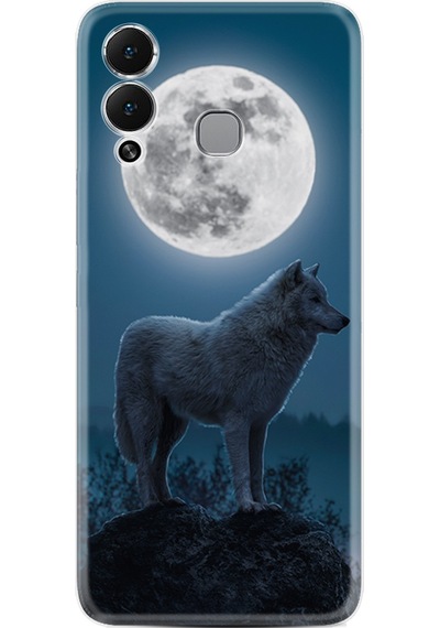 Infinix Hot 12 Play Kılıf Resimli Desenli Silikon Platinium Series Moon Wolf 1820