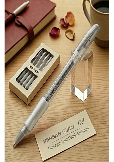 Simli Jel Kalem 1.0mm 1 Adet Uç Akıcı Yazım Pensan Simli Jel Kalem Tükenmez Simli Kalem Simli Pilot Kalem Canlı Renkler Gümüş