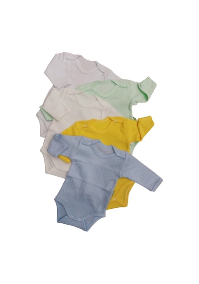 Özdemirli Bebe Uzun Kollu Çıtçıtlı Badi Bisiklet Yaka Body Zıbın (5li Paket)