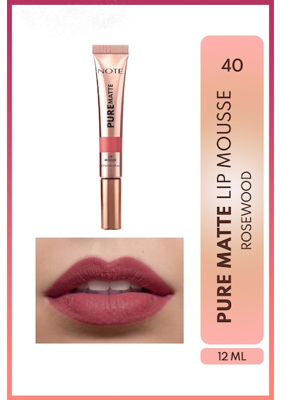 Note Pure Matte Lip Mousse 40 Rosewood Kadifemsi Mat Likit Ruj - Pembe