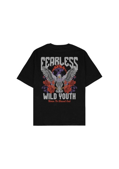 Adrift Fearless Siyah Oversize Unisex T-shirt Siyah