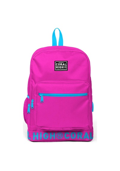 Coral High Nakış Logolu Usb Şarjlı Kulaklık Çıkışlı Pembe Sırt Çantası