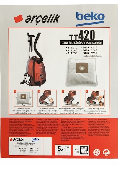 X-Bag Arçelik Uyumlu S 4250 Tornado Süpürge Toz Torbası 20 Adet Standart
