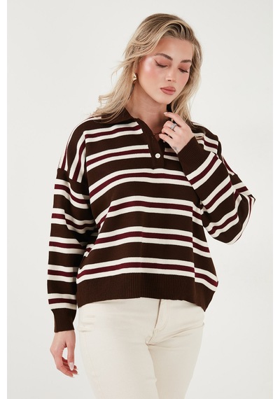 Lela Bayan Polo Yaka Kazak 4615259 Kahve Kahve
