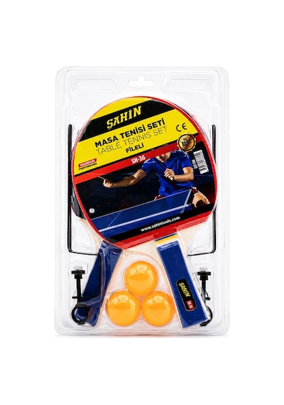 Masa Tenisi Fileli Pinpon Raket Seti 2pcs Raket - 3pcs Top - 1pcs File - Ayak Bx40 Açık Gri