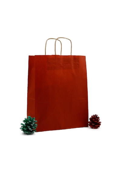 Büküm Saplı Kraft Kağıt Karton Hediyelik Çanta Poşet Torba Bordo 4 x 25'li 25 x 31 CM