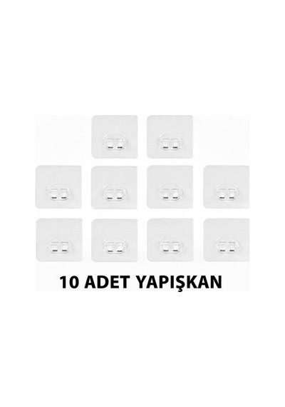 7x7 Cm Süper Güçlü Yapışkanlı Banyo Askısı Yedek 10 Adet Sticker Raf Tutucu Askı Şeffaf Diğer