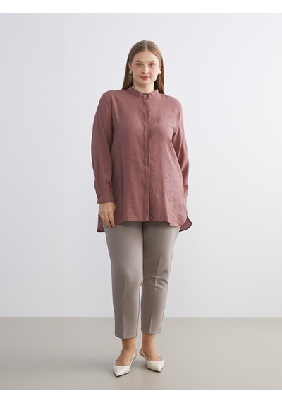 Lcwaıkıkı Classic Kahverengi Oversize Modal Karışımlı Kadın Gömlek Tunik