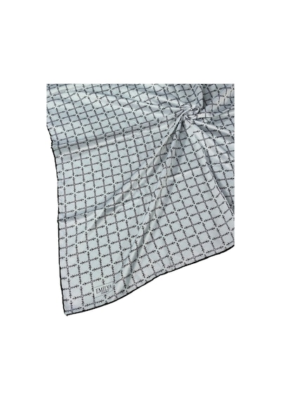 Mim Eşarp Emilya Rayon Desenli Eşarp 90x90 Cm Beyaz - Siyah