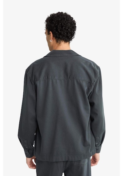 Defacto Boxy Fit Polo Yaka Twill Uzun Kollu Gömlek F7124ax25auar104 Antrasit