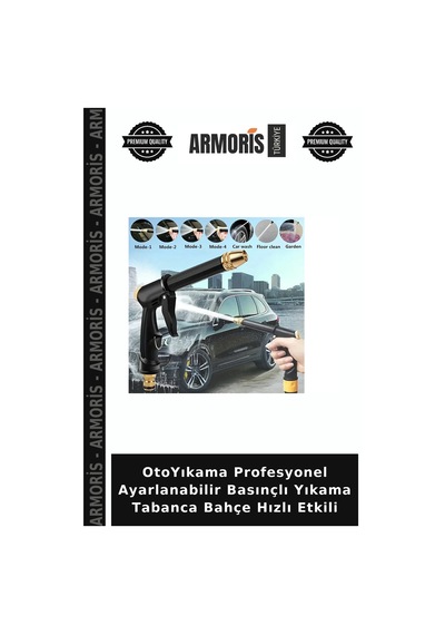 Otoyıkama Profesyonel Ayarlanabilir Basınçlı Yıkama Tabanca Bahçe Hızlı Etkili