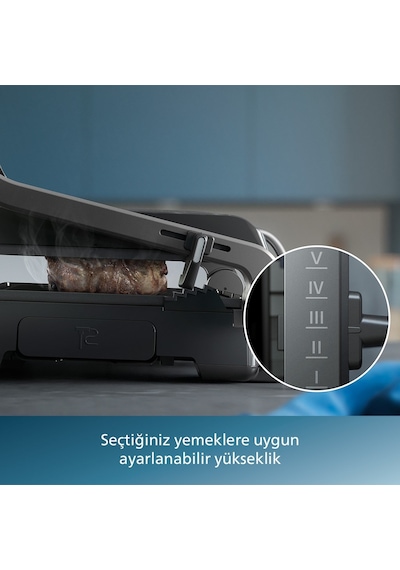 Philips 7000 Serisi Izgara Ve Tost Makinesi, Hassas Dijital Kontrol, Izgara İçin Tam Açılır, Ayarlanabilir Çıkarılabili