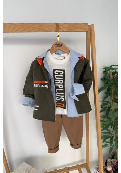Miniğimin Cicileri Curplus Baskı Ceketli Tişört Ve Kot Pantolonlu Erkek Çocuk 4 Lü Takım - Yeşil Miniğimin Cicileri Curplus Baskı Ceketli Tişört Ve Kot Pantolonlu Erkek Çocuk 4 Lü Takım - Yeşil