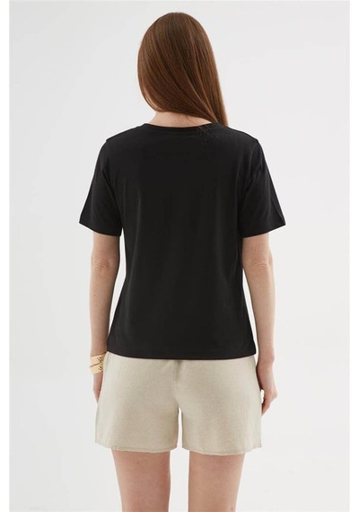Fashion Friends 25y0026k1 Kadın Kroşe Cepli Bluz Siyah