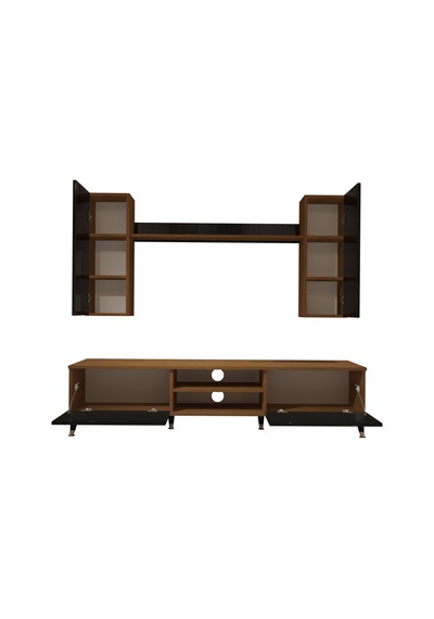 Decoraktiv Eko 7 Mdf Dvd Gold Tv Ünitesi Tv Sehpası Ceviz - Siyah