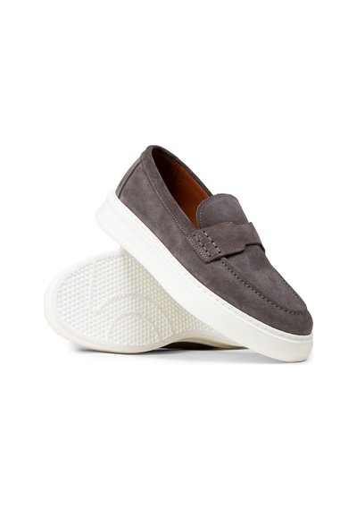 Deery Erkek Hakiki Süet Gri Loafer Ayakkabı - 02043mgrıp01 Gri