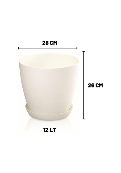 Dekoratif Begonya Saksı 12 Litre Beyaz Beyaz