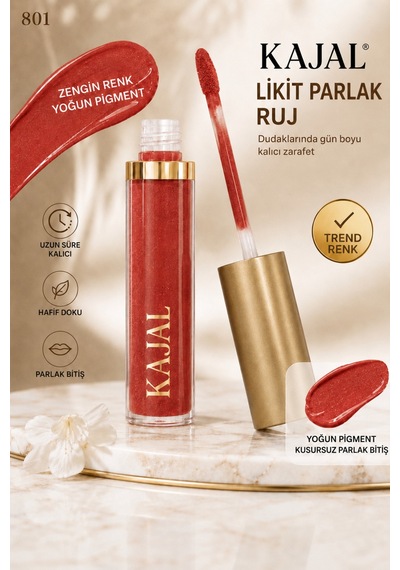 Likit Dudak Parlatıcısı Ruj & Liquid Lipstick No:801 Kırmızı