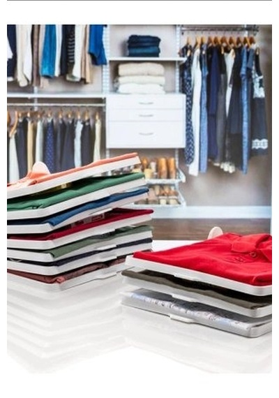 Katlanabilir Plastik Tişört Düzenleyici Aparat - 1 Adet, Dolap İçi Organizer Bx-313490 Beyaz