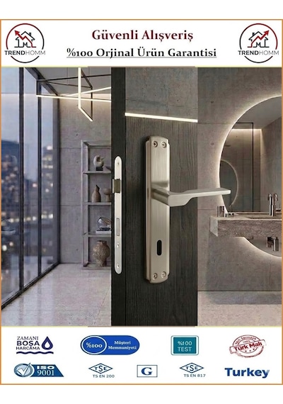 Trendhomm Sedir Aynalı - Nikel Saten - İç Oda Kapı Kolu