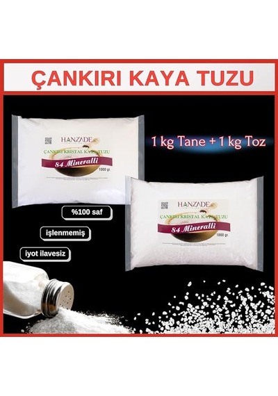 Yemeklik Kristal Kaya Öğütülmüş Tuz Çankırı 1kg