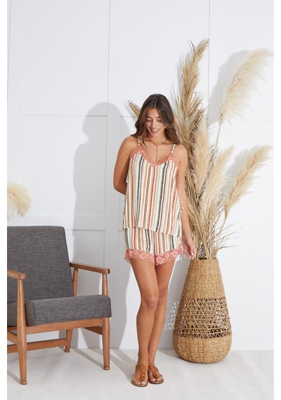 Sevim Kadın İnce Askılı Çizgili Şortlu Pijama Takım C7t3n5o51 001 Sevim Kadın İnce Askılı Çizgili Şortlu Pijama Takım C7t3n5o51 001