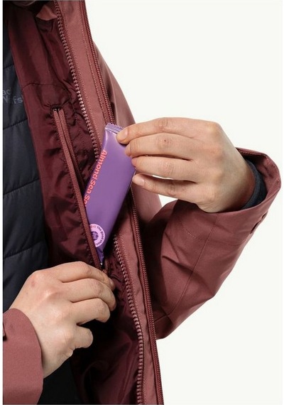 Jack Wolfskin 1115611-2191 Glaabach 3ın1 Jkt W Kadın Outdoor Mont renkli Çok Renkli