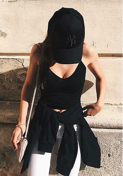 Unisex Siyah Renk Siyah Logo Beyzbol Ny New York Şapka - Unisex Siyah