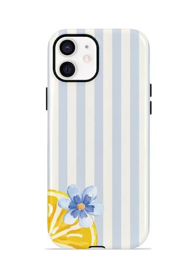 Apple iPhone Uyumlu 11 Vorian Çift Katmanlı Kılıf Blue Lemon Blossom