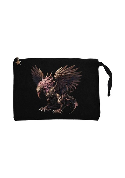 Phoenix Mythology Creature Siyah Clutch Astarlı Cüzdan / El Çantası