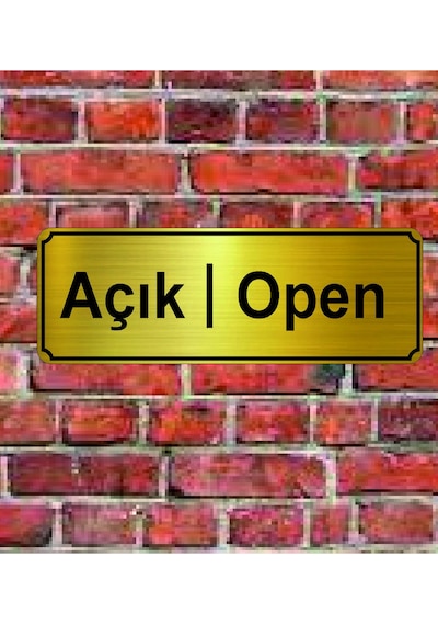 Açık/open Yazılı Metal Yönlendirme Levhası-altın 10x20 Cm