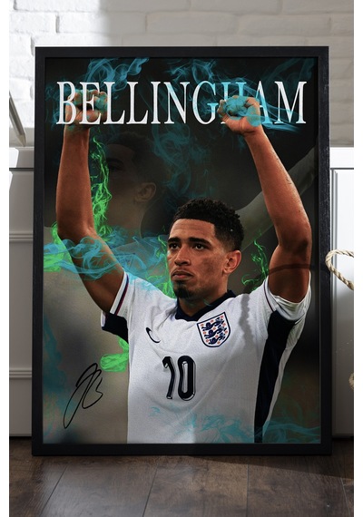 Jude Bellingham Siyah Ahşap Çerçeveli Poster, Dekoratif Futbol Duvar Tablosu