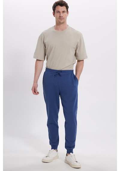 Tudors Erkek Regular Fit Klasik Kesim Beli Bağcıklı Jogger Cepli Lastikli Paça İndigo Eşofman Altı-41765 İndigo