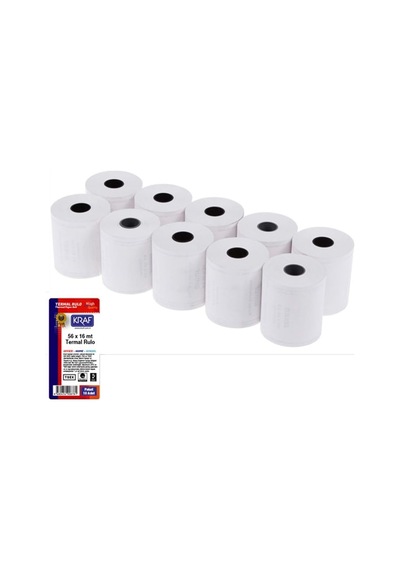 Termal Rulo Yazarkasa Pos Kağıdı, 56mm X 16m, 10'lu Paket, Beyaz