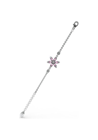 925 Ayar Pembe Taşlı Rodyum Lotus Çiçeği Gümüş Bileklik Rb10061 Gümüş