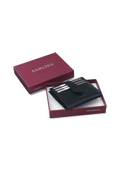 Sanline Sanlıne 800 Hakiki Deri Kartlık Görünümlü Unisex Cüzdan - Siyah