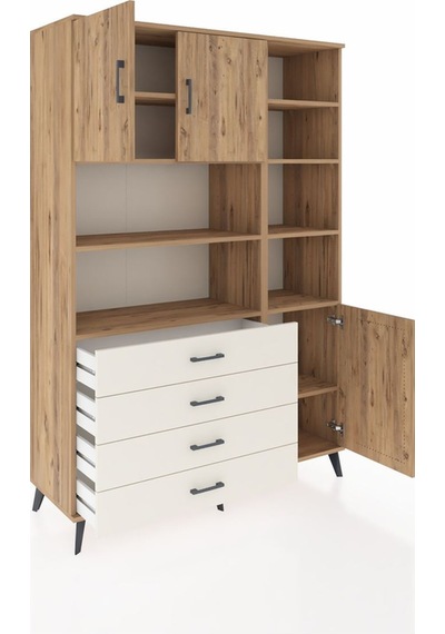 Hyperion Dolap 9 Raflı 4 Çekmeceli 3 Kapaklı 132x44x195 Çam-ç... Çam
