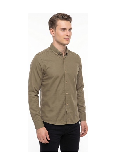 Advante Erkek Spor Slim Fit Uzun Kol Petek Dokulu Gömlek Bgl-st05483 Vizon