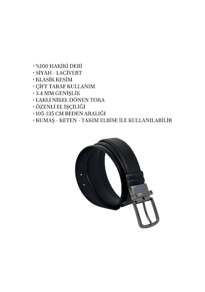 Süzer Deri Lacivert Ve Siyah Hakiki Deri Çift Taraflı Dönerli Tokalı 3.5 Cm.lik Klasik Kemer