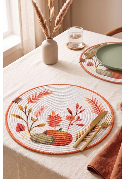 Bal Kabağı Pamuklu Hasır Supla 32x32 Cm Çok Renkli