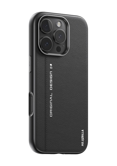 Apple Uyumlu iPhone Blueo 16 Pro Siyah Premium Leather Magsafe Deri Tel