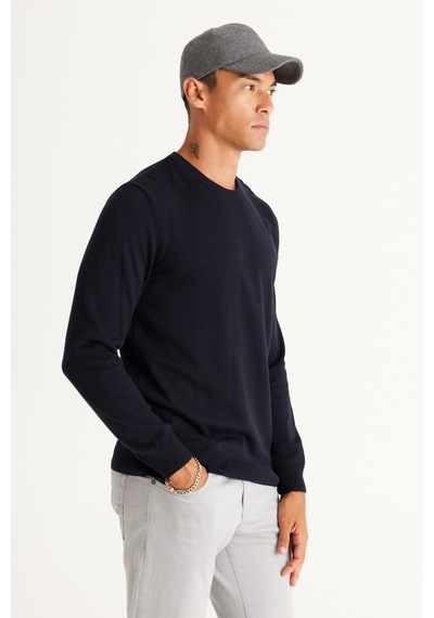 AC&Co / Altınyıldız Classics Erkek Lacı Standart Fit Normal Kesim Bisiklet Yaka Pamuklu Triko Kazak Lacivert AC&Co / Altınyıldız Classics Erkek Lacı Standart Fit Normal Kesim Bisiklet Yaka Pamuklu Triko Kazak Lacivert