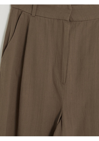 Lcw Comfort Haki Geniş Paça Pileli Kadın Kumaş Pantolon