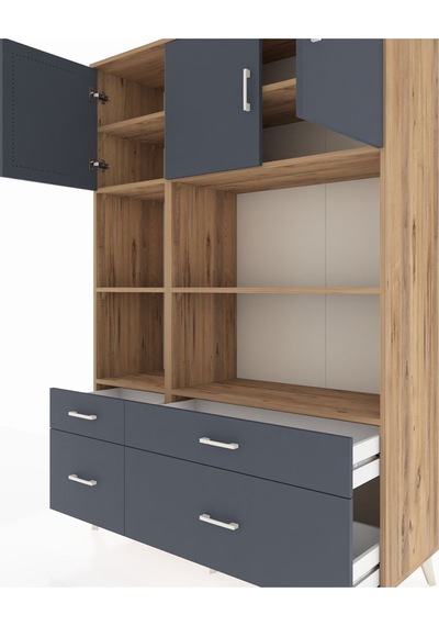 Hyperion Dolap 8 Raflı 4 Çekmeceli 3 Kapaklı 132x44x195 Çam-antrasit/antrasit Antrasıt/antrasıt Hyperion Dolap 8 Raflı 4 Çekmeceli 3 Kapaklı 132x44x195 Çam-antrasit/antrasit Antrasıt/antrasıt