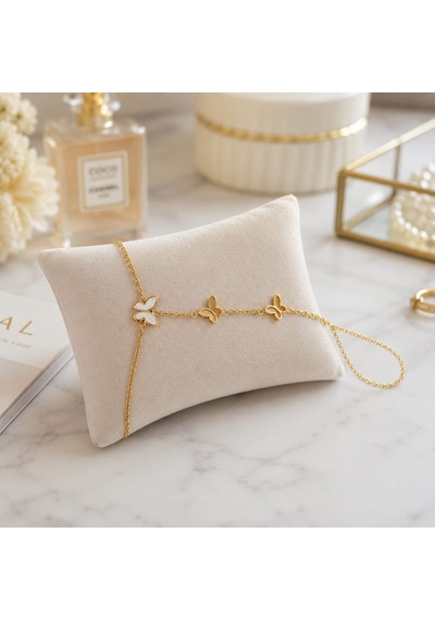 Butterfly Grace Hand Chain Üçlü Kelebek Figürlü Şahmeran Bileklik Çok Renkli